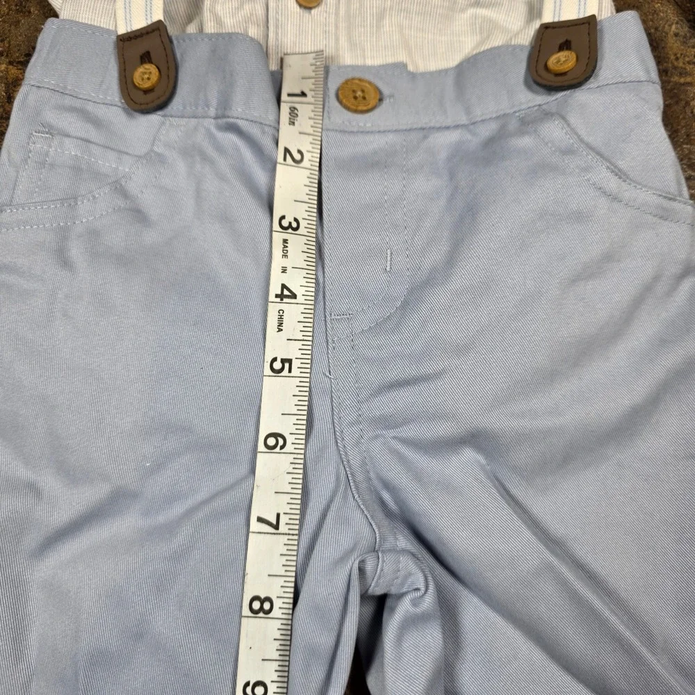 Carters Child of Mine 24M Boys 3-Piece Suspenders Bodysuit Pants Set Blue New